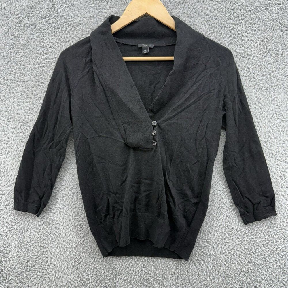 Ann Taylor Womens Sweater Black Size Small Petite Long Sleeve Cashmere‎ Blend